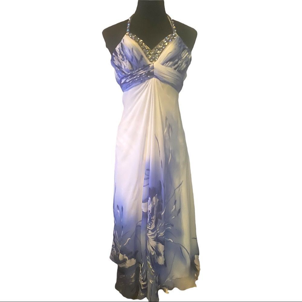 Morrell Maxie Floral Silk Dress with rhinestone straps